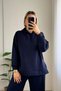 Hooded Sweat Snap Fastener Navy Blue Modal Set - 2