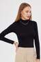 Turtleneck Long Sleeve Badi Viscose Stretch Fabric Body 123 Black - 4