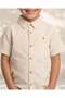 Boys Yellow Dobby Resort Collar Short Sleeve Shirt - 4