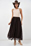 Women's Flock Printed Lined Skirt 8069 - Brown - 6
