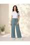Women Blue Elasticated Waist Wide Leg Trouser - 2