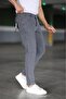 Men's Smoky Grey Laser Slim Fit Stretch Fabric Jeans Pants - 2