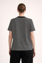 Women's Black Ecru Striped Crew Neck Basic T-Shirt - 4