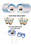 Patron Bebek Printed 8-Person Plate, Cup & 5-Piece Speech Balloon & Glasses Cake Topper Party Set