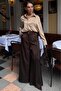 Bitter Brown Wide-Leg Stylish Satin Trousers Mg2736 - 4