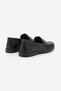 Women's Genuine Leather Oval Toe Moccasin Stitched Ruched Loafers Casual Shoes Ervos Black - 7
