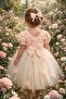 Rose Embossed Tulle Piece Style Salmon Children's Evening Dress Aby251
