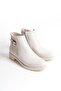 Cream Zippered Women's Heeled Boots - 5