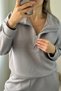 Hidden Half Zipper Gray Tracksuit Set - 2