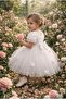 Rose Embossed Tulle Piece Style White Children's Evening Dress Aby251 - 4