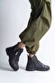 Black (Black Sole) Lace-Up Zippered Women's Sneakers Boots - 3