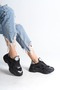 Black Gray Detailed Lace-Up Women's Sports Shoes - 3