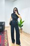 Gold Buckle Detail Drapey Stylish Black Blouse - 3