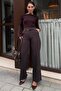 Bitter Brown Wide Leg Regular Waist Belt Pack Trousers Mg2735