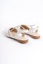 White Elastic Stone Detailed Women's Shoes Ballet Flats - 5