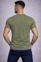 Special Edition Khaki Green Short Sleeve Drawstring Collar Slim Fit Wide Collar Crew Neck T-Shirt Tshirt - 4