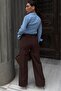 Brown Striped Wide Leg Regular Waist Belt Piece Pants Mg2735 - 4