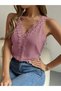 Women's Suspender V-Neck Floral Lace Detailed Trendy Blouse - 2