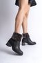 Black Zippered Women's Heeled Boots with Fur Detail - 2
