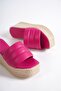 Fuchsia Wicker Look Women's Wedge Heel Slipper - 5