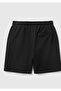 Men's Black 100% Cotton Logo Detailed Drawstring Bermuda Shorts - 2