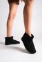Black Suede Fur-Lined Short Women's Flat Boots - 2