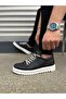 Black (White Sole) Lace-Up Men's Casual Shoes