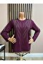 Women's Middle Age and Above Lale Patterned Stretch Fabric Stoned Mother Combed Cotton Blouse