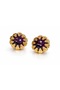 Fragile Purple Stone Gold Detailed Round Earrings - 2