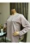 Women's Middle Age and Above Lale Patterned Stretch Fabric Stoned Mother Combed Cotton Blouse - 2