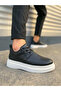 Black (White Sole) Lace-Up Men's Casual Shoes - 3