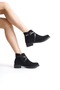 Black Suede Zippered Women's Heeled Boots - 2