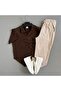 Men's Corded Fabric Ottoman Fabric Polo Collar T-Shirt and Pants Summer Top and Bottom Combination - 2