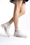 Cream Zippered Women's Heeled Boots - 3