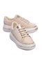 Women's Sneakers Velvet Patterned Gold Detailed Thick Sole Sports Shoes Lilium Beige