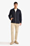 Regular Fit Zippered Linen Blend Coat F8522Ax26Sp - 2
