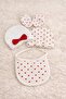 Newborn Baby Girl Mini Red Heart Hat Bib and Gloves - 2