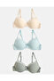 Women Assorted 3-Pack Plunge Bras with Shiny Tape - 2