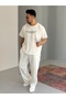 Laser Cut Tshirt - Seam Detail Tracksuit Men's 2-Piece Set - 2
