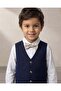 Boys Navy Waistcoat Shirt And Tie Set - 4