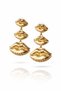 Young Gold Color Triple Lip Figure Earrings - 2