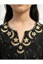 Rayon Black Printed Kids Jalabiya, Golden Star & Moon Embroidery - 4
