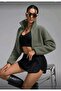 Sportsman Lamb Fabric Waist up Plush Coat Green - 4