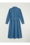Lcwaikiki Classic Shirt Collar Belted Waist Jean Dress - 6