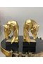 Decorative Book Holder Cubic Horse Figurine Set of 2 Gold Colored (Polyester) - 4