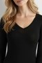 Women's Long Sleeve V-Neck Sheer Cashmere Blouse - 5