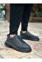 Rubber Laced Men's Casual Shoes Black (Black Sole) - 3