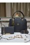 Black Gold Detailed Women's Handbag and Shoulder Bag Set – Wallet Pieces, with Strap, Stylish Daily & Evening Dress Set Bag - 4