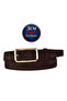 Genuine Leather , 3 cm Gold Color Buckled , Dark Brown Suede , Stitched Classic Women's Shoes Belt I, 3Cmkla50