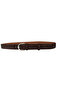 Genuine Leather , 3 cm Silver Color Buckled , Dark Brown Suede , Stitched Classic Women's Shoes Belt I, 3Cmkla01 - 2